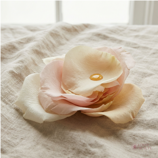 Natural skin barrier repair imagery highlighting inflammation and skin health through botanical softness and balance